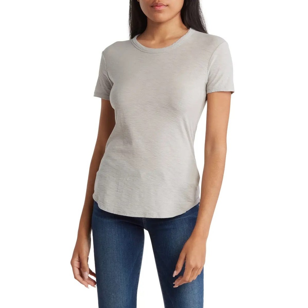 James Perse Women's Sheer Slub Crew Neck Tee T-Shirt in Ivory